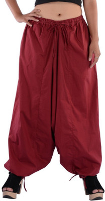 

Indi Bargain Solid Cotton Women's Harem Pants, Maroon
