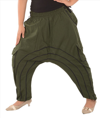 

Skirts & Scarves Solid Cotton Women's Harem Pants, Green