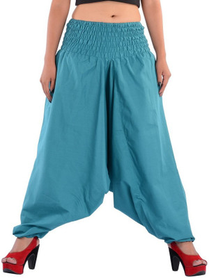 

Indi Bargain Solid Cotton Blend Women Harem Pants, Sky blue