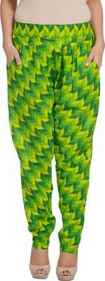 

Enah Printed Cotton Women's Harem Pants, Green