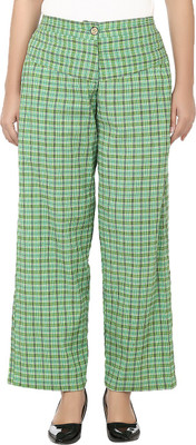 

Reevolution Checkered Cotton Lycra Blend Women Harem Pants, Green