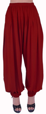 Shyie Solid Cotton Viscose Blend, Lycra Blend Women Harem Pants, Garnet maroon