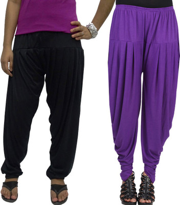 

WellFitLook Solid Viscose Women's Harem Pants, Black;purple