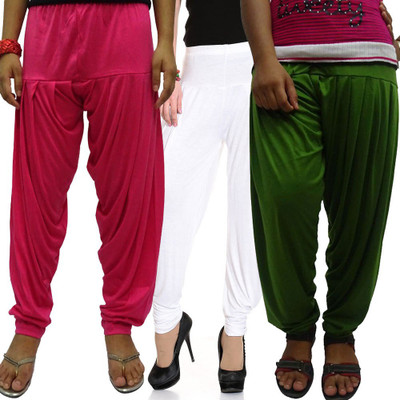 

WellFitLook Solid Cotton Viscose Blend Women Harem Pants, Green;pink;white