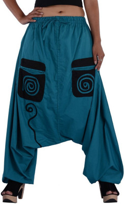 

Indi Bargain Geometric Print Cotton Women's Harem Pants, Sky blue