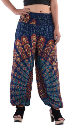 

Indi Bargain Floral Print Viscose Women's Harem Pants, Green