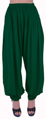 

Shyie Solid Cotton Viscose Blend, Lycra Blend Women Harem Pants, Emerald green