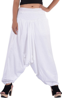 

Indi Bargain Solid Cotton Women's Harem Pants, White