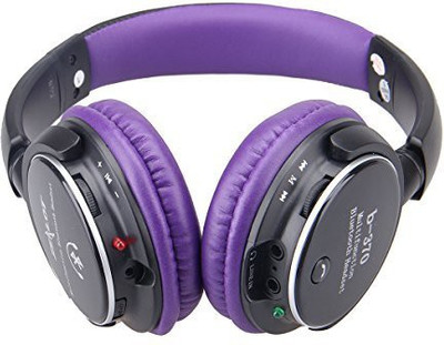 

New Style Bluetooth Stereo Music Wireless + Wi Adjustable Headphones, Handsfree Calling, Bulit In Mic, Support Tf Card, Fm Radio For Headphone(Purple)