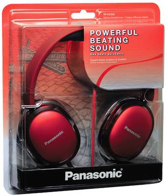 Panasonic RP-HX350E Wired Headphones (Red, Over the Ear) 
