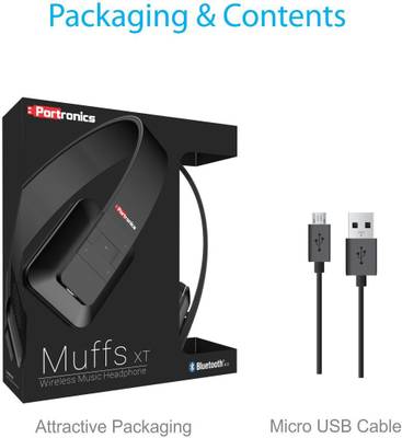 Portronics Muffs XT Wired bluetooth Headphones (Black, Over the Ear) 