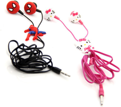 

VibeX ™ Cartoon Spiderman& Hello Kitty 3.5mm Jack Headphone(Multicolor, In the Ear)