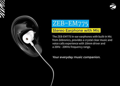

Zebronics wired earphone em775 Headphone(White, In the Ear)
