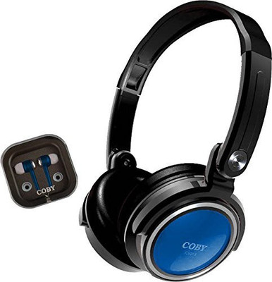 

Coby Cvh-800-Blu 2-In-1 Jammerz Xtra Headphones And Earbuds With Case, Blue Headphone(Black)