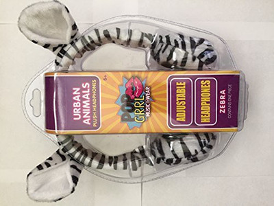 Urban Animals Zebra Plush Headphones Headphone(White)
