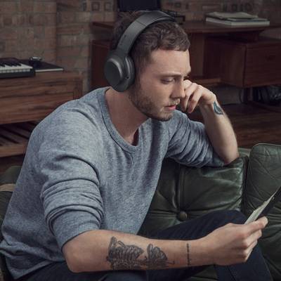 Sony h.ear on Wireless NC MDR-100ABN Headphone bluetooth Headphones (Charcoal Black, Over the Ear) 