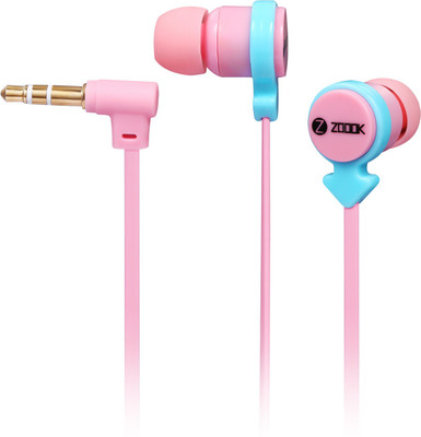 Zoook Noise Pair of 2 Noise-Isolating Earphones with Splitter Wired Headphone(Pink & Light Blue, In the Ear)