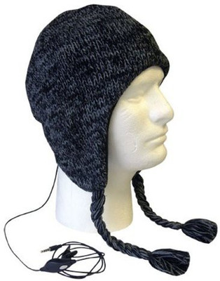 

Boss Tech Products, Inc. Btp-Hat-Blkgry Aviator Style Knit Hat With Earflaps And Built-In Stereo Headset - Retail Packaging - /Gray Headphone(Black)