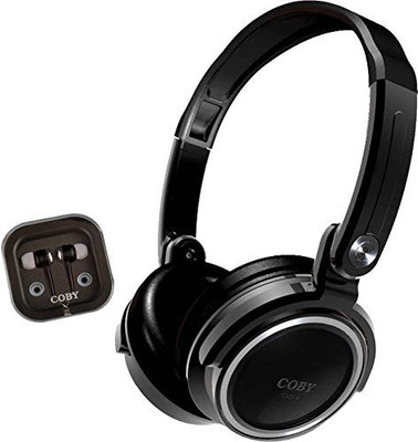 

Coby Cvh-800-Blk 2-In-1 Jammerz Xtra Headphones And Earbuds With Case Headphone(Black)