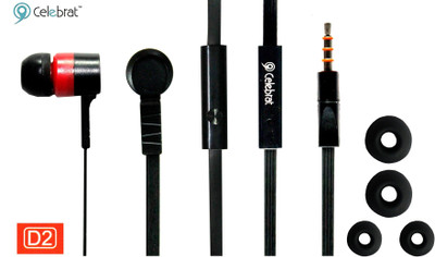 CELEBRAT D2 Headphone(Red, In the Ear)