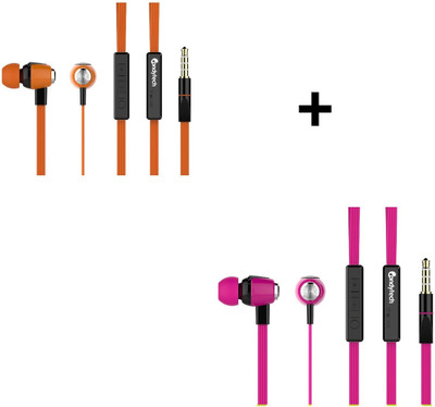 Candytech HF-S-30-VC-ORANGE + HF-S-30-VC-PINK Wired Headset without Mic(Pink, Orange, Wired in the ear)