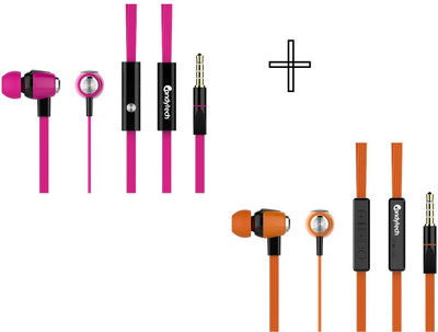 Candytech HF-S-30-PK+HF-S-30-VC-OG Bluetooth Headset without Mic(Pink, Orange, Wireless in the ear)