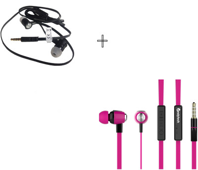 Candytech HF-S-30-VC-PK+HF-UN-BK Wired Headset without Mic(Pink, Black, Wired in the ear)