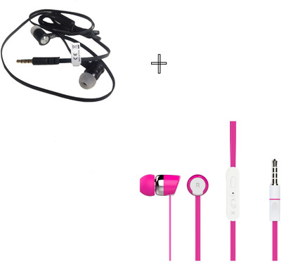Candytech HF-S-20-PK+HF-UN-BK Wired Headset without Mic(Pink, Black, Wired in the ear)