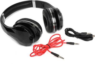Hottech 3269 Stereo Dynamic Headphone Wired & Wireless bluetooth Headphones (Black, Over the Ear) 