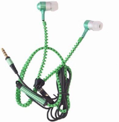 

Suroskie high quality zipper earphone Headphone(Green, In the Ear)