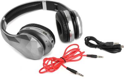 Hottech 3271 Stereo Dynamic Wired & Wireless bluetooth Headphones (Silver, Over the Ear) 