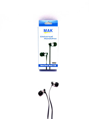 

MAK IN-92 headphone with Mic & Stereo Sound Music Headphone(Black, In the Ear)