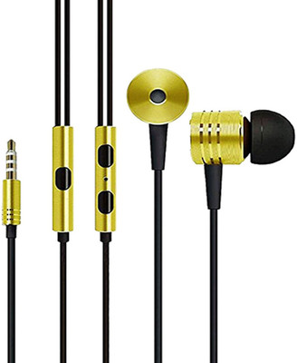 Reliable Metal Earphones for Xiaomi design Headphone(Yellow, In the Ear)