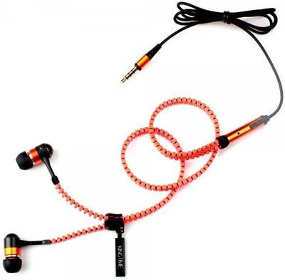 Epresent Zipper Style Earphones Style Earphones Wired Headphones (Orange, In the Ear) 