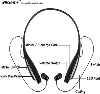 

99 Gems Bluetooth Headset STEREO Stylish HBS 730(Black)