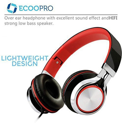 

Ecoopro Lightweight Portable Adjustable Over Ear Stereo Earphone Headphones Headset For Pc Mp3 Mp4 Tablet Most Smart Phone (Black/) Headphone(Multicolor)