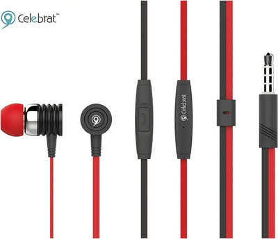 

CELEBRAT S50 Wired Headset with Mic(Red, In the Ear)