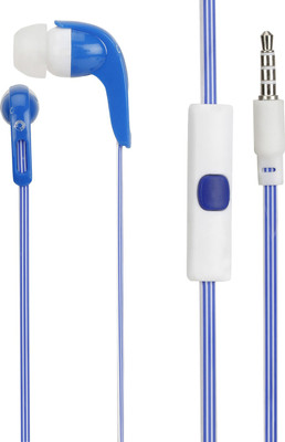 Pinglo Solid Wired Headset with Mic(Blue, White, In the Ear)