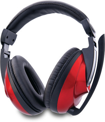 Iball Dhak Dhak33 Wired Headset with Mic(Red, Over the Ear)