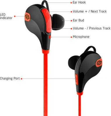 TAGG Jogger-Red Wireless Bluetooth Headset With Mic