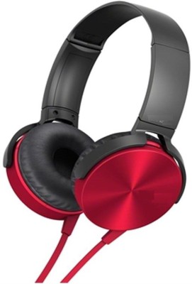 A Connect Z MDR-EXTRA Stylish good Sound Hdst-285 Wired Headset with Mic(Red, Over the Ear)
