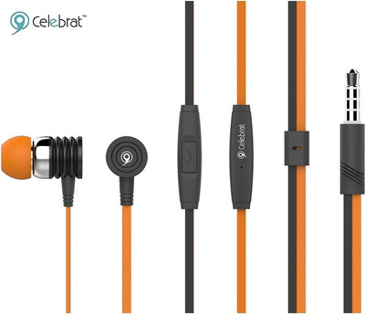 

CELEBRAT S50 Wired Headset with Mic(Orange, In the Ear)