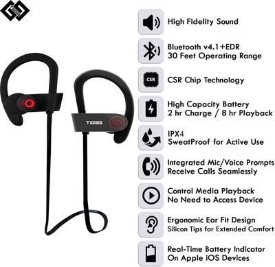 TAGG Inferno, Stereo Sports Wireless Bluetooth Headset With Mic