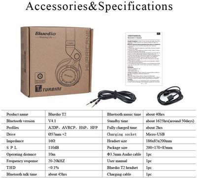 Bluedio T2 Plus Wireless Bluetooth Headset With Mic