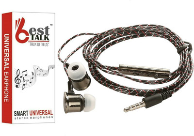 BESTTALK BT-105 SUPERBASS Wired Headset with Mic(Black, In the Ear)