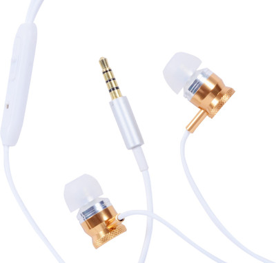 

JMD GD-6700 Wired Headset with Mic(Gold, White, In the Ear)