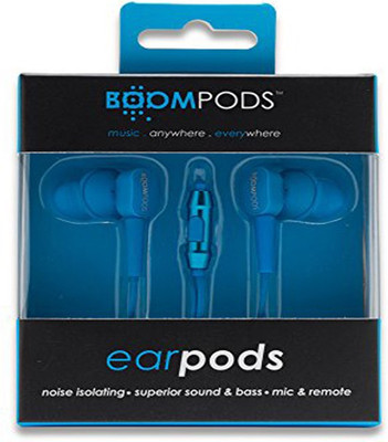Boompods Earpods-BLU Wired Headset with Mic(Blue, In the Ear)