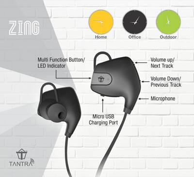 Tantra Zing Wireless Bluetooth Headset (Black) 