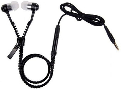 

Zipper Headphone Wired Headset with Mic(Black, In the Ear)