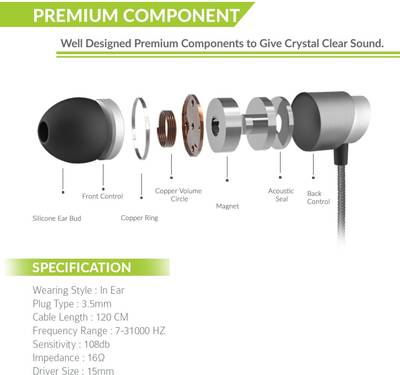TIZUM Professional All-Metal Hi-Fi Wired Headset (Silver) 